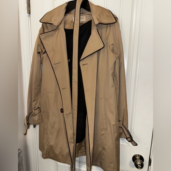 MICHAEL KORS DOUBLE BREAST PIPED TRENCH COAT W HOOD/ DETACHABLE LINER JACKET M - Picture 1 of 12